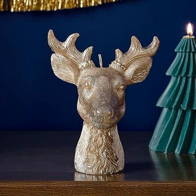 Ginger Ray- Décoration de cheminée de Table, Christmas Gold Stag Candle
