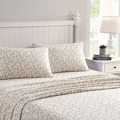 Laura Ashley Home - Dubbla lakan, bomullsflanell bäddset, borstad för extra mjukhet och komfort (Victoria, tvilling)