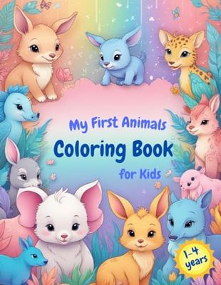 First Animals Coloring Book: Awesome, Cute and Fun 54 Pages with simple Drawings for Toddlers, Age 1-4
