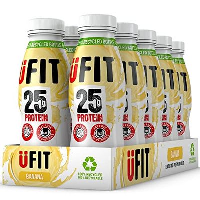 UFIT High 25g Protein Shake - Banana Flavour- Fat Free - No Added Sugar – Ready to Drink - 10 x 330ml (Packaging May Vary)