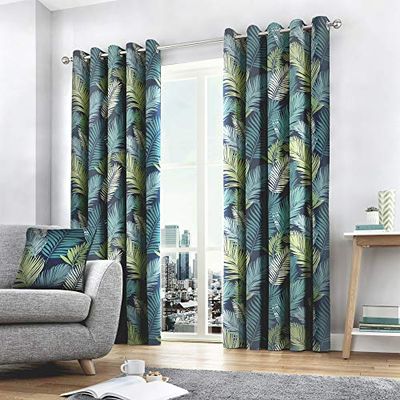Fusion - Tropical - Par de cortinas com ilhoses, 100% algodão, 168 x 183 cm, multicolorido