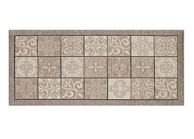 BIANCHERIAWEB Tapis de Cuisine antidérapant, Mesure 55 x 80 cm, fabriqué en Italie avec Motif majolique Taupe, Lavable et repassable