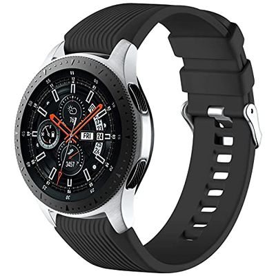 Mastten 22mm Siliconen Band Compatibel met Samsung Galaxy Watch 46mm/Galaxy Watch 3 45mm/Gear S3 Frontier/Classic, Zachte Siliconen Sportpolsband Vervangende Bandjes Voor Heren Dames, Zwart
