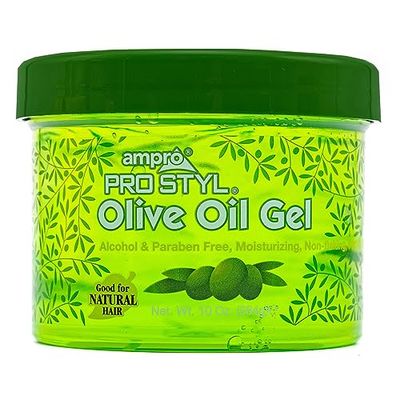Ampro Pro Styl Protein Styling Gel - Moisturizes and Defines Strands - Helps Protect and Hydrate, Tames and Adds Shine without Weighing Down Tresses - Alcohol and Paraben Free - Olive - 10 oz