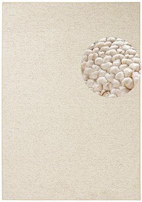 BT Carpet Tapete Wolly Tapete de sala de estar de cabelo curto com aspeto de lã Skandi, sala de jantar, sala de estar, quarto das crianças, quarto, creme, 160 x 240 cm