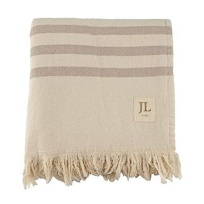 Jean & Len Asciugamano da spiaggia in 100% cotone biologico, con frange, certificato Oeko-TEX e GOTS, morbido cotone sulla parte anteriore e spugna assorbente sul retro, telo mare, 90 x 165 cm
