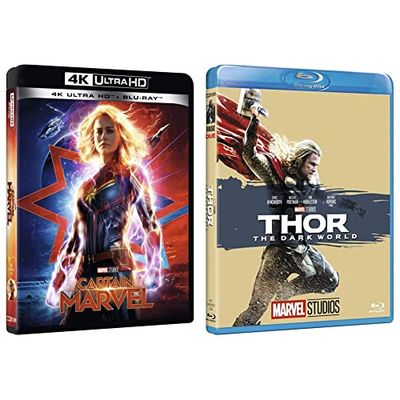 Captain Marvel Ultra-HD 4K (2 Blu-Ray) & Thor The Dark World 10 & deg; Anniversario Marvel Studios (Blu Ray)