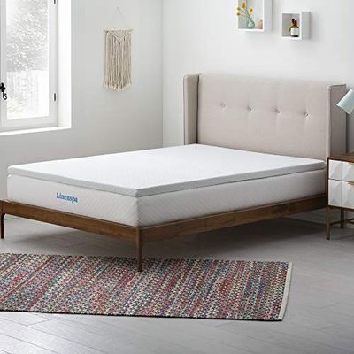 Linenspa Matrastopper, 100 x 200 cm, 5 cm hoog, matrastopper met traagschuim gel en wasbare overtrek met ritssluiting, Öko-Tex, wit