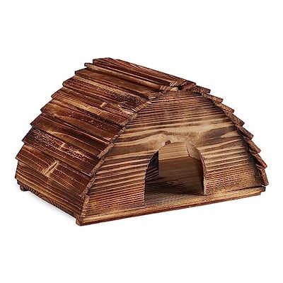 Relaxdays Igelhaus mit Boden Casa Erizo, Madera Quemada, Cueva Animales con Suelo, Forma Iglú, Refugio Hibernación, 25 x 40 x 30 cm, Marrón