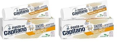 Pasta del Capitano, Dentifricio Zenzero con Antibatterico Bio, Garantisce la Protezione Completa dei Denti e Dona un Alito Sempre Fresco, 100% Made in Italy, Tubetto da 75 ml (Confezione da 2)