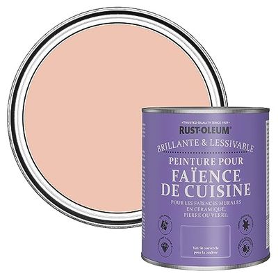 Rust-Oleum Peinture Orange Résistante à l'eau pour Faïence de Cuisine, Finition Brillante - Coraille 750ml
