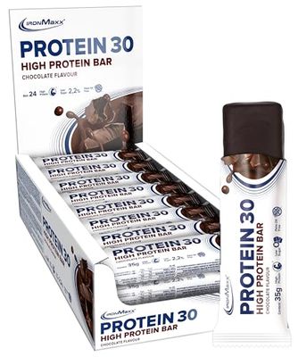 IronMaxx Protein 30 Protein Bar Chocolate - 24 x high-Protein Snacks, 35g, Reduced Sugar, 30% Protein Content, Delicious Snack with a Delicate Cream Filling