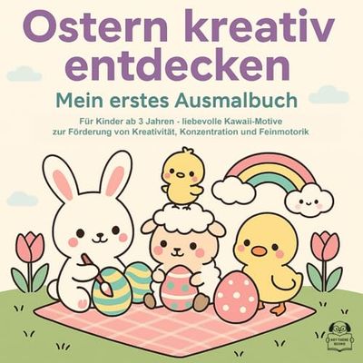 Ostern kreativ entdecken - Mein erstes Ausmalbuch: Für Kinder ab 3 Jahren - liebevolle Kawaii-Motive zur Förderung von Kreativität, Konzentration und Feinmotorik