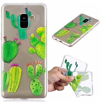 Janeqi Cover for Samsung Galaxy A8 2018 (5.6 Inches) – TPU Painted Soft Case Cover for Samsung Galaxy A8 2018 (5.6 Inches) [GTTPU11/cactus]