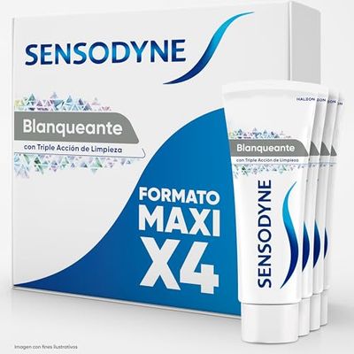 SENSODYNE Wybielająca pasta do zębów, Relief dla wrażliwych zębów, Trwała ochrona przed wrażliwością zębów, opakowanie 4x75 ml