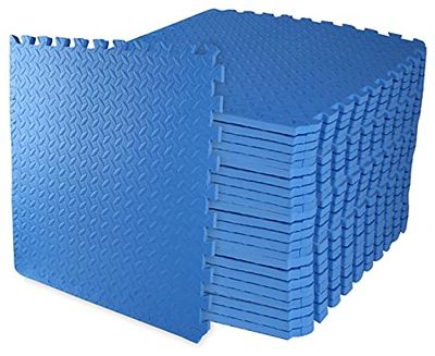 BalanceFrom Puzzle - Tappetino per esercizi con piastrelle in schiuma EVA (blu), confezione da 24