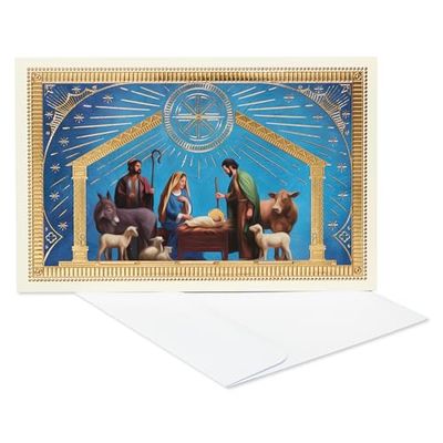 American Greetings Religious Christmas Cards Boxed with Envelopes, Nativity Scene Blessed New Year (14-Count)