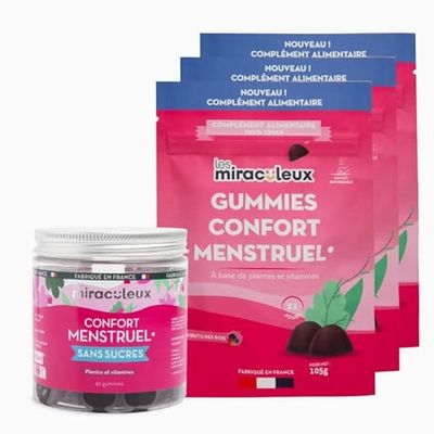 mium LAB - Complément Alimentaire - Confort Menstruel sans sucre - 1 Pot + 3 Recharges = 168 Gummies - 4 cures 21 jours - régulation hormonale - Goût Fruits des bois - Made in France - Vitamines D, B6