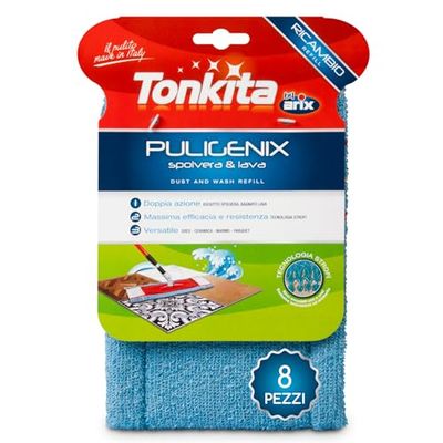 Tonkita | 8 Strofixer Ricambio, Panno Lava e Spolvera, Panno Per Tutti i Pavimenti e Tutte le Superfici Lavabili, Raccoglie Polvere, Briciole, Capelli e Lava i Pavimenti - 8 Panni di Ricambio