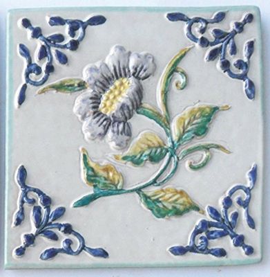 PANNELLI A MURO ROSA E PEONIA (SET 2 PEZZI) IN CERAMICA DI VIETRI DIPINTI A MANO: ALTEZZA CM. 14, LATO CM. 14 MATTONELLE IN TERRACOTTA COCCIO