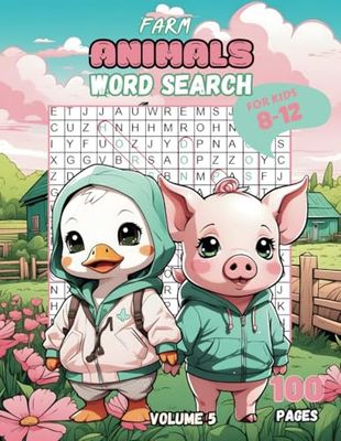 Animals Word Search: Puzzles and Solutions: Farm Animals: Animals-themed puzzles for kids: volume 5