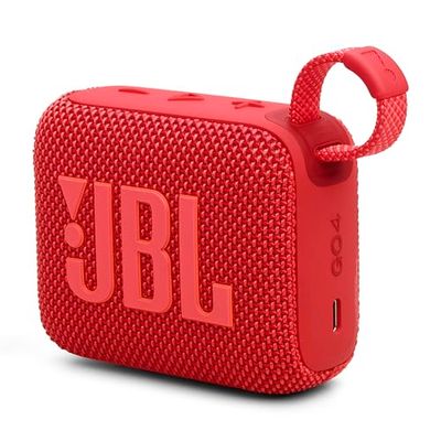 JBL GO 4 Speaker Bluetooth Portatile, Altoparlante Wireless con Design Compatto, Waterproof e Resistenza alla Polvere IP67, fino a 7 h di Autonomia, USB, Compatibile con App JBL Portable, Rosso