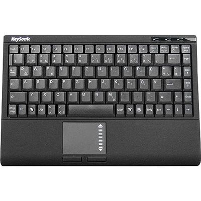 KeySonic USB-toetsenbord met touchpad, USB-kabel (2 m), compacte lay-out, geïntegreerd nummerveld, SoftSkin, zwart