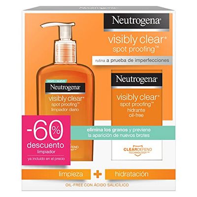 Neutrogena Visibly Clear - Codzienna pielęgnacja twarzy, Głęboki środek czyszczący i nawilżający krem, skóra z pryszczami i niedoskonałościami