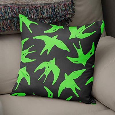 Bonamaison dekorativt kuddöverdrag neongrön och rök, prydnadskuddöverdrag, heminredning örngott för vardagsrum, soffa, sovrum, storlek: 43 x 43 cm - designad och tillverkad i Turkiet