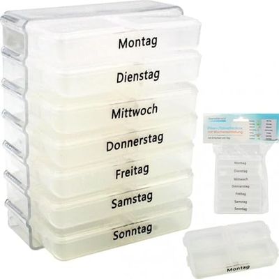 Pill Box 9.5x7.5x4.2cm transparent w/Week
