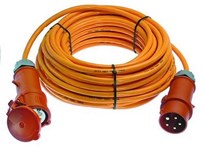 as - Schwabe Rallonge électrique haute tension 25 m H07BQ-F 5G6 - Fiche d'inversion CEE - 400 V, 32 A, 6h, environ 22 kW - Pour chantier, jardin, extérieur - 5 broches - IP44 - Fabriqué en Allemagne