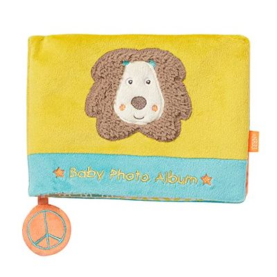 Fehn álbum de fotos leão - livro de recordações para auto-desenhar e sentir feito de tecido - álbum brinquedo de nascimento para bebés e crianças de 0 meses para memorizar rostos e aprender nomes