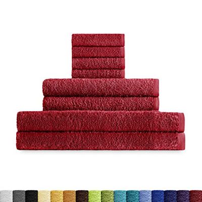Eiffel Textile Handduksuppsättning Kvalitet Curl 400 gr, Egyptisk bomull 100%, Rödbrun, Handfat och Savann, 8 enheter