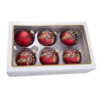 Kurt Adler Set of 6 Pinecone Glass Ball Ornaments