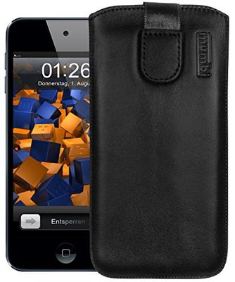 mumbi Étui en Cuir véritable Compatible avec Apple iPod Touch 5G / 6G / 7G Case Wallet en Cuir, Noir