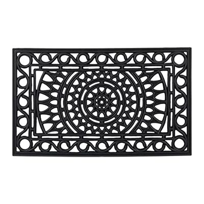 Relaxdays Zerbino in Gomma, Effetto Ghisa, 75x45 cm, Antiscivolo, Impermeabile, Tappetino Entrata, Indoor&Outdoor, Nero, 1 pz