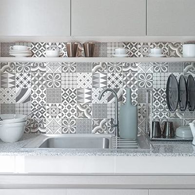 Ambiance Muursticker, zelfklevend, voor keuken, badkamer, 24 stickers, 10 x 10 cm