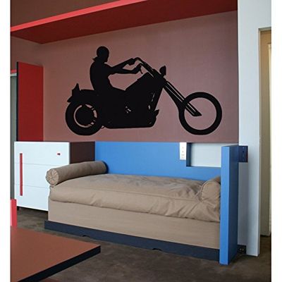 Stickers Chopper et Biker - Turquoise, L 50cm x H 30cm