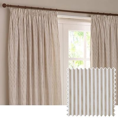 Yard Hebden par de Cortinas de Pliegue de lápiz - Cortinas a Rayas con Forro de algodón ultrasuave (Natural - 229x183cm)