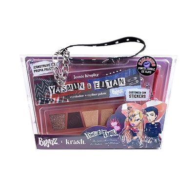Bratz x Krash Kosmetics - Iconic Kouplez Eyeshadow Palette - Yasmin & Eitan - Sombra de ojos mate; glitter y metal - Eyeliner acuarela - Pincel doble incluido