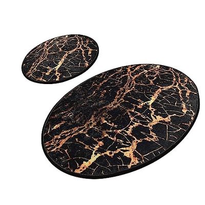 Tapis de bain (2 pièces) noir et orange