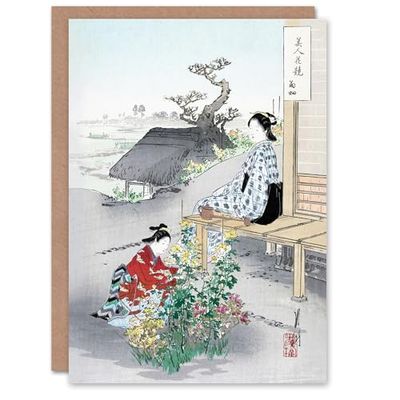 Artery8 Ogata Gekko Japanese Art Card Caring For The Chrysanthemums