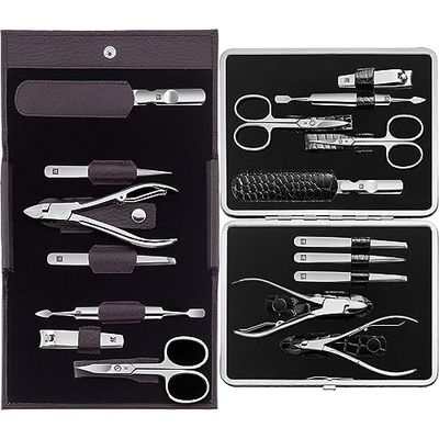 Zwilling Estuche Manicura 7 Piezas 350 g & CLASSIC INOX Kroko Rahmen-Etui, schwarz, 10-tlg.