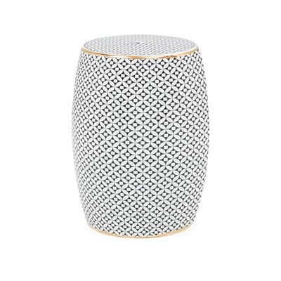 TABURETE 33X33X45 KERAMIK BLANCO//DORADO