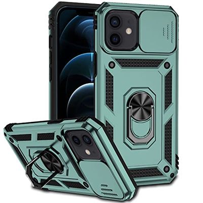 Hitaoyou Custodia per iPhone 12/12 Pro, custodia per iPhone 12/12 Pro con custodia per fotocamera e cavalletto di grado militare, antiurto, resistente, con supporto magnetico per auto per iPhone 12/12 Pro