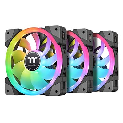 Thermaltake SWAFAN EX 14 RGB Lot de 3 ventilateurs de refroidissement PC 500~2000 tr/min, connexion magnétique, pales réversibles, contrôleur inclus, CL-F144-PL14SW-A, 140 mm, noir