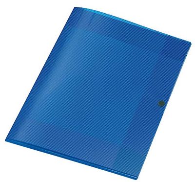 Veloflex 4439250 Crystal - Carpeta (DIN A4, cierre de botón a presión, 1 unidad), diseño de rayas, color azul transparente