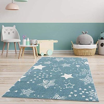 carpet city Alfombra Infantil de Pasillo – Estrellas Cielo Estrellado 80 x 150 cm Azul – Alfombra Moderna para habitación Infantil