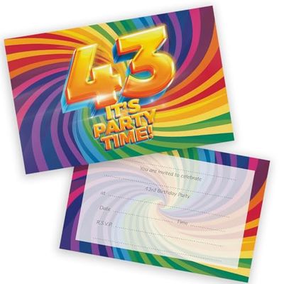 43rd Birthday Party Invitations Men Women - Now It's Party Time 36 Pack - Adults Birthday Invitations for Friends Family A6 Bday Party Invites Invitation Cards with Folding Envelopes