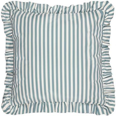 Wylder Nature Millie Coussin d'extérieur rempli de Polyester rayé à Volants – Bleu Canard – 50 x 50 cm